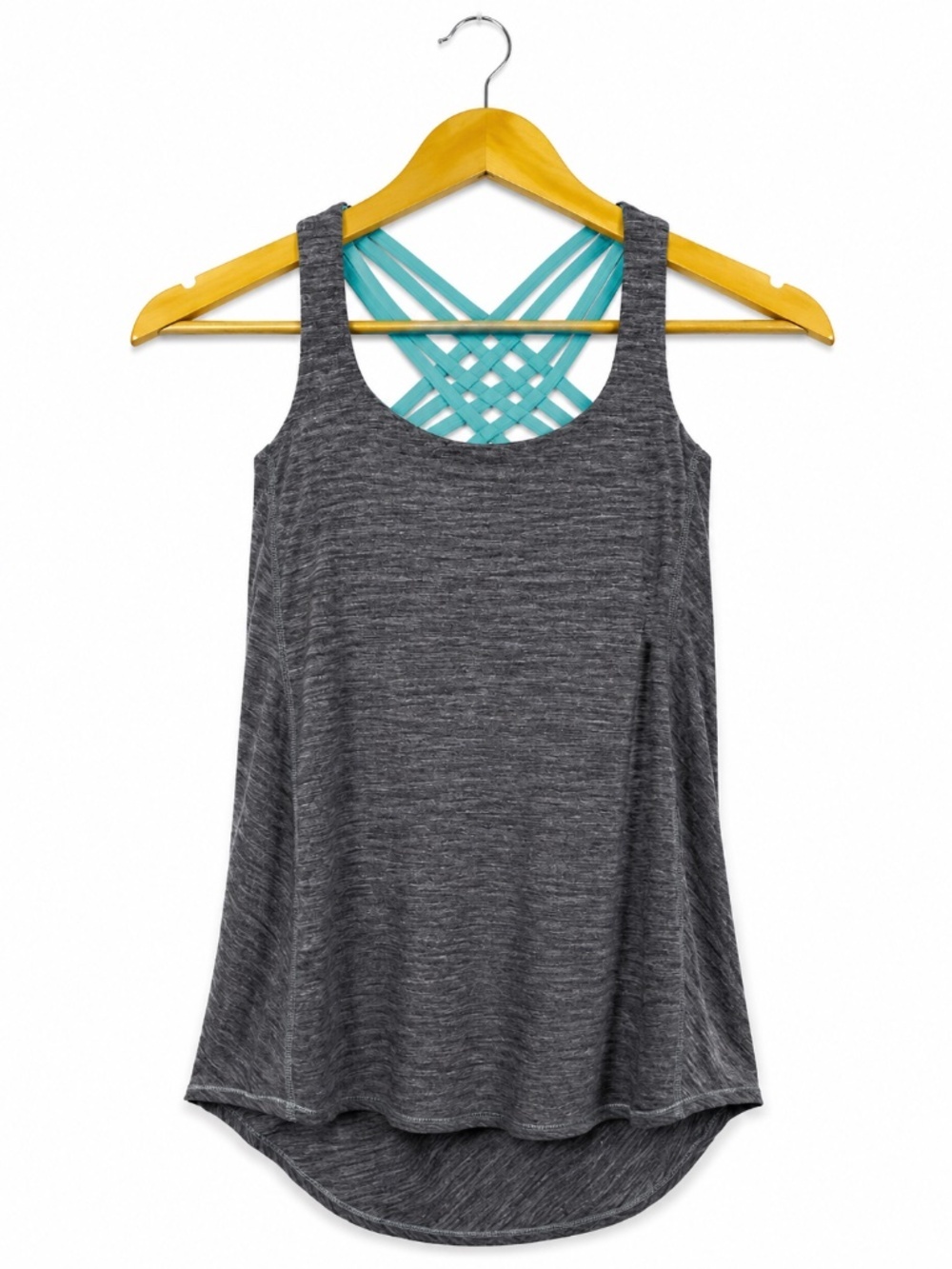 Lululemon Gray Tank Size 2 Open Cutout Back Green Strappy Yoga Athletic top